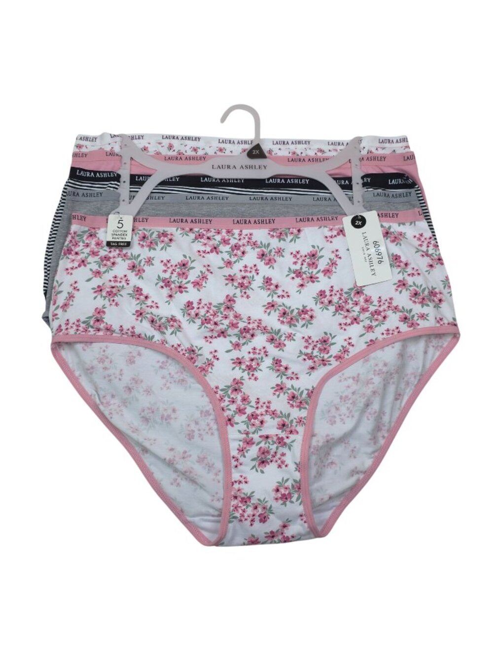 Laura Ashley Womens 5-Pack Size 2X Tag-Free Panties Cotton Spandex Breathable